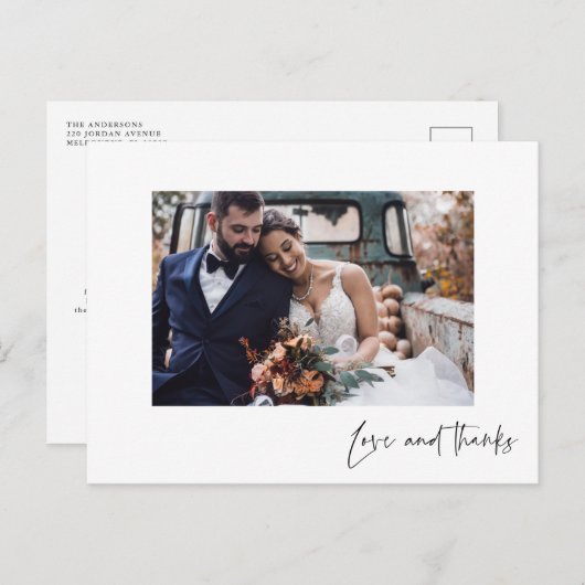 Liefde en Bedankt Moderne foto Dank u Briefkaart (Voorkant / Achterkant)