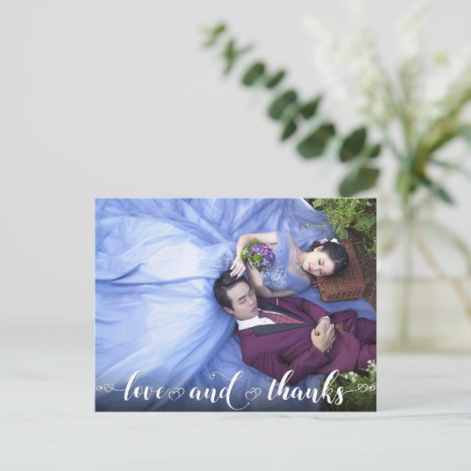 Liefde en Bedankt | Moderne hartfoto Dank u Briefkaart (Staand voorkant)