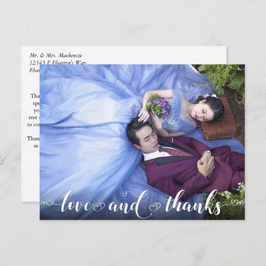 Liefde en Bedankt | Moderne hartfoto Dank u Briefkaart (Voorkant / Achterkant)