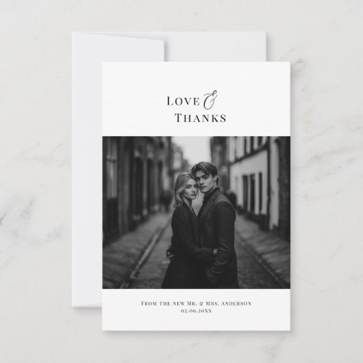 Liefde en Bedankt | Moderne minimalistische bruilo (Voorkant)