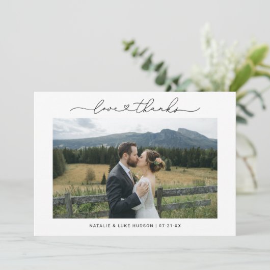 Liefde en Bedankt Moderne persoonlijke bruiloft fo (Staand voorkant)