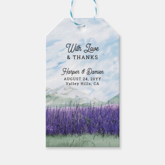 Liefde en Bedankt Mountain Lavender Landscape Cadeaulabel (Voorkant)