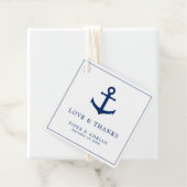 Liefde en Bedankt Nautical Navy Blue Anchor Weddin Bedankjes Labels (In situ)