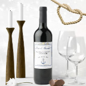 Liefde en Bedankt Nautische Grafiek Anker Bruiloft Wijn Etiket