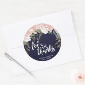 liefde en bedankt Navy bord roze bloemige stickers (Envelop)