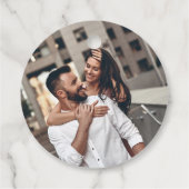 Liefde en Bedankt Paar Foto Chic Bruiloft Bedankjes Labels (Achterkant)