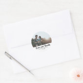 Liefde en Bedankt Paar Foto Chic Bruiloft Ronde Sticker (Envelop)