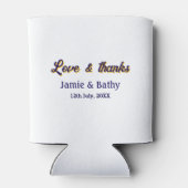 Liefde en bedankt paarse oranje paar naam datum blikjeskoeler (Achterkant)