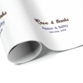 Liefde en bedankt paarse oranje paar naam datum cadeaupapier (Rol Hoek)