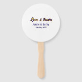 Liefde en bedankt paarse oranje paar naam datum handwaaier (Achterkant)