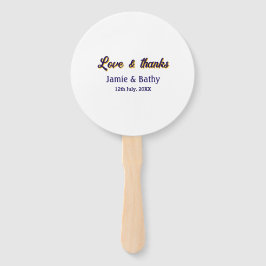 Liefde en bedankt paarse oranje paar naam datum handwaaier