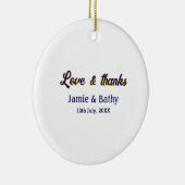 Liefde en bedankt paarse oranje paar naam datum keramisch ornament (Rechts)