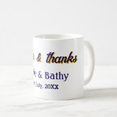 Liefde en bedankt paarse oranje paar naam datum koffiemok (Voorkant rechts)