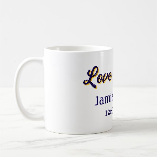 Liefde en bedankt paarse oranje paar naam datum koffiemok (Links)