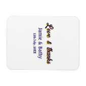 Liefde en bedankt paarse oranje paar naam datum magneet (Horizontaal)