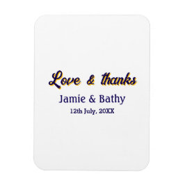 Liefde en bedankt paarse oranje paar naam datum magneet