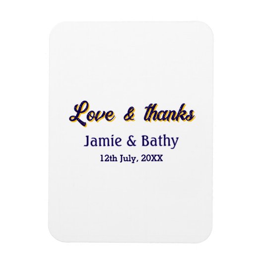 Liefde en bedankt paarse oranje paar naam datum magneet (Verticaal)