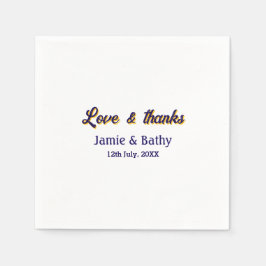 Liefde en bedankt paarse oranje paar naam datum servet