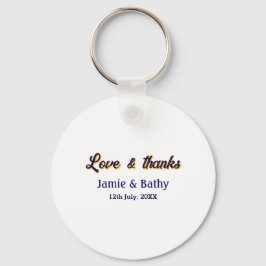 Liefde en bedankt paarse oranje paar naam datum sleutelhanger