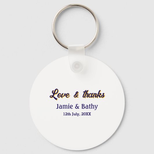 Liefde en bedankt paarse oranje paar naam datum sleutelhanger (Voorkant)