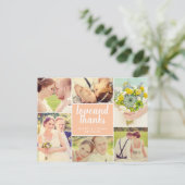 Liefde en Bedankt Peach Wedding Photo Collage Briefkaart (Staand voorkant)