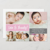 Liefde en Bedankt Pink Custom Foto's Baby shower (Voorkant / Achterkant)