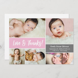 Liefde en Bedankt Pink Custom Foto's Baby shower