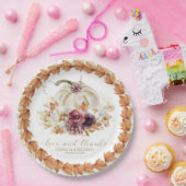 Liefde en Bedankt Pompoen Bloemen Huwelijk Papieren Bordje (Feest)