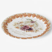 Liefde en Bedankt Pompoen Bloemen Huwelijk Papieren Bordje (Gekanteld)