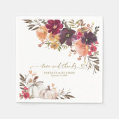 Liefde en Bedankt Pompoen Bourgondië Bloemen bruil Servet (Voorkant)