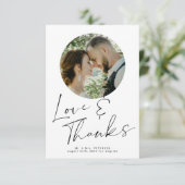 Liefde en bedankt printable 2 foto bruiloft kaart (Staand voorkant)