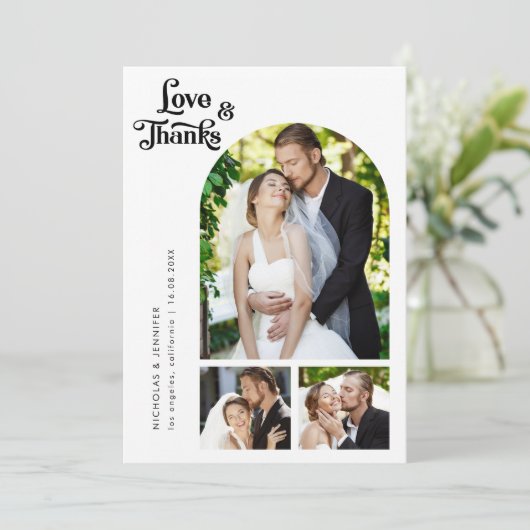 Liefde en Bedankt Retro foto bruiloft (Staand voorkant)