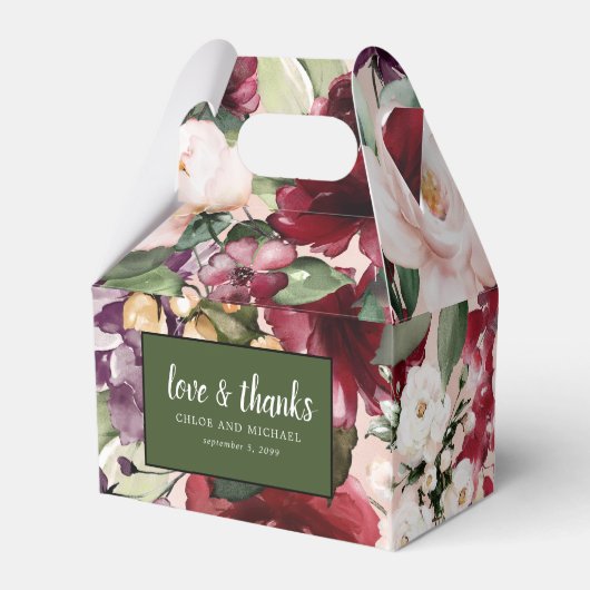 Liefde en Bedankt Rood Roze Waterverf Bloemen Bedankdoosjes (Achterkant)