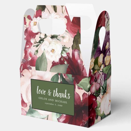 Liefde en Bedankt Rood Roze Waterverf Bloemen Bedankdoosjes (Geopend)