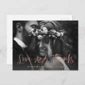 Liefde en Bedankt Roos Gold Photo Weddenschap Hart Briefkaart (Voorkant / Achterkant)