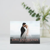 Liefde en Bedankt Roos Gold Wedding Bedankt Foto Briefkaart (Staand voorkant)