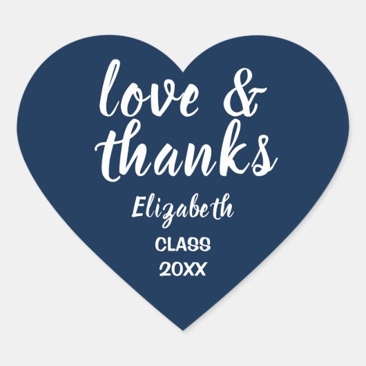 Liefde en Bedankt Royal Blue Afstuderen Sticker (Voorkant)