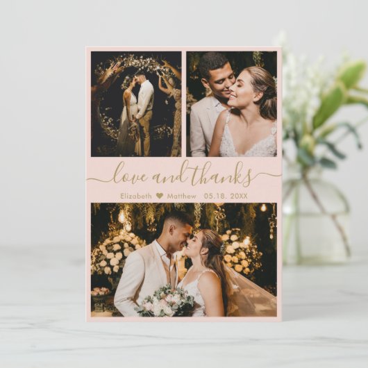 Liefde en Bedankt Roze en Gold Weddenschappen Hart (Staand voorkant)