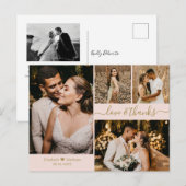 Liefde en Bedankt Roze en Gold Weddenschappen Hart Briefkaart (Voorkant / Achterkant)