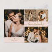 Liefde en Bedankt Roze en Gold Weddenschappen Hart Briefkaart (Voorkant)