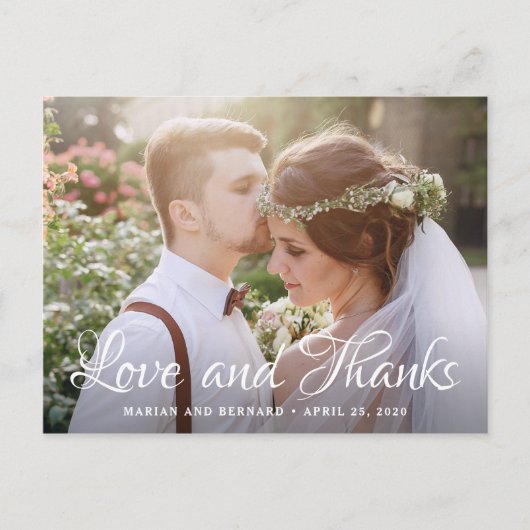 Liefde en Bedankt Roze Floral Foto Dank u Briefkaart (Voorkant)