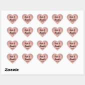 Liefde en Bedankt Roze Rose Gold Faux Folie Hartel Hart Sticker (Vel)