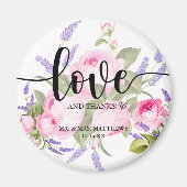 Liefde en Bedankt Roze Rose & Lavender Dank je wel Magneet (Voorkant)