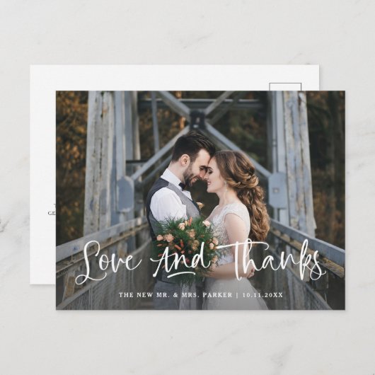 Liefde en Bedankt | Rustic Foto bruiloft Hartelijk Briefkaart (Voorkant / Achterkant)
