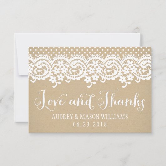 Liefde en Bedankt Rustic Kraft en Lace Wedding (Voorkant)