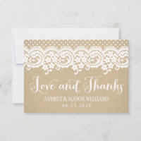 Liefde en Bedankt Rustic Kraft en Lace Wedding