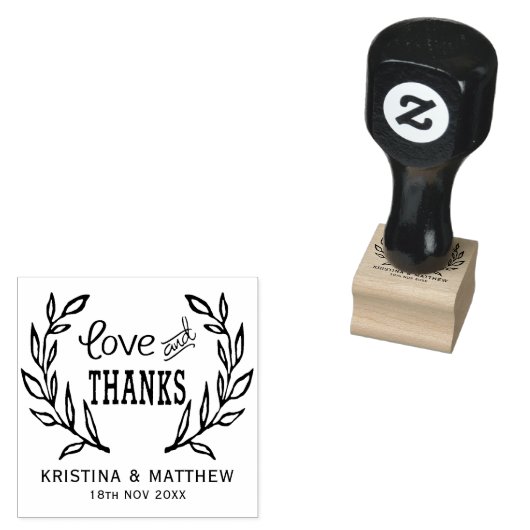 Liefde en Bedankt rustieke krans bruiloft rubberen Rubberstempel (Gestempeld)