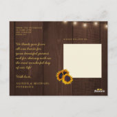 Liefde en bedankt rustieke zonnebloem bruiloft dan briefkaart (Achterkant)