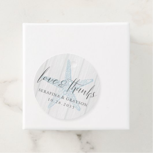 Liefde en Bedankt Rustige strand Starfish Bedankjes Labels (In situ)