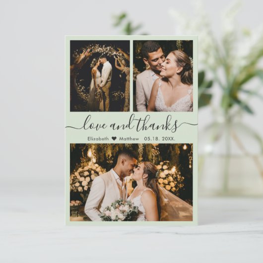 Liefde en Bedankt Sage Green Wedding Hartelijk dan (Staand voorkant)